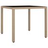 VidaXL Table de jardin plateau en verre Résine tressée verre trempé 319550