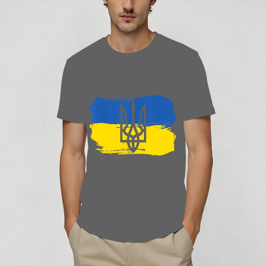 Ukraine Ukrainian Flag T Shirt for Unisex Cotton Funny TShirt O Neck Tees Short Sleeve Clothes Big Size