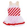 Kids Girls Sleeveless Striped Christmas Party Costume Figure Ice Skating Ballet Dance Leotard Tutu Dress