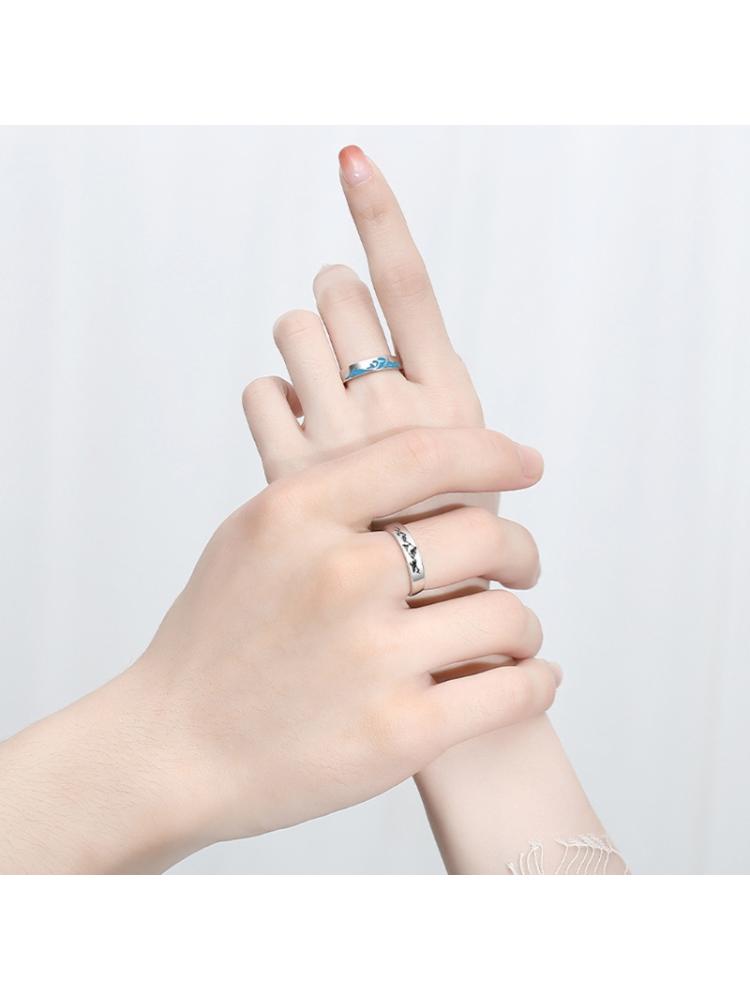 Anello Creativo Con Stampa Di Montagna In Argento 925 – Aperto E Regolabile, Per Donna E Ragazza