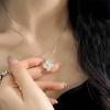 Korean Minimalist Four-Leaf Clover Diamond Heart Bow Clavicle Necklace