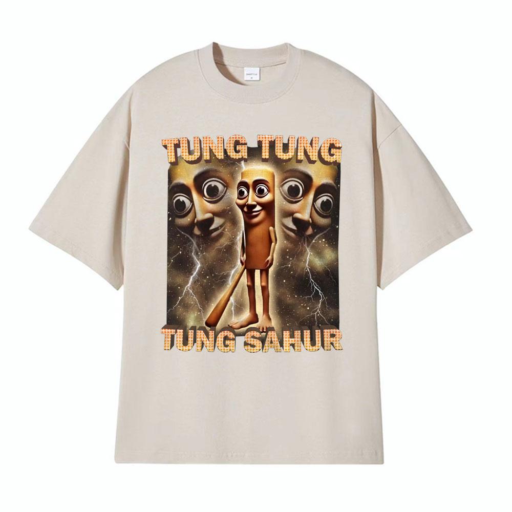 Tung Tung Tung Sahur Funny Baseball Bat Meme Tshirts for Men Vintage 90s Humor T Shirts Unisex High Quality Tshirt Streetwear