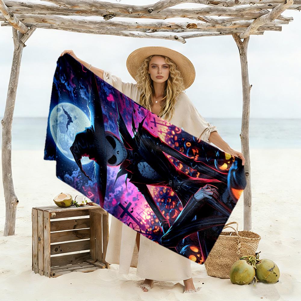 Jack Skellington Beach Towel Super Soft Microfiber Quickdry Fabric Comfortable Lightweight Perfect for Traveling Yoga Camping and Swimming