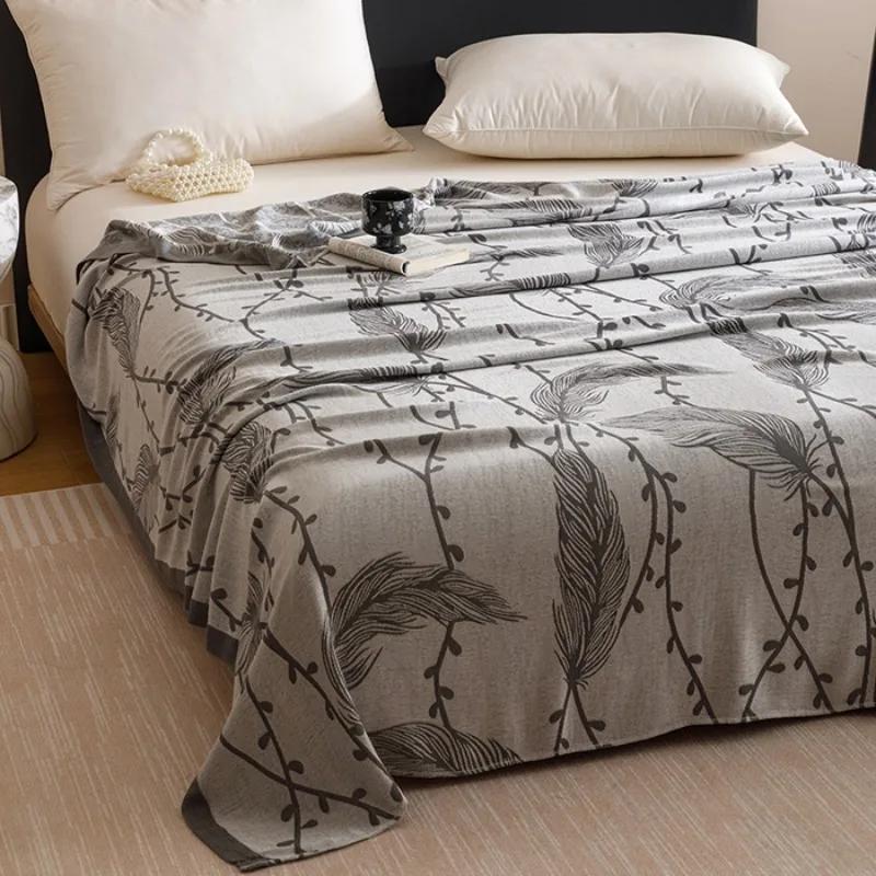 2025 New Smooth Bamboo Fiber Jacquard Multifunctional Double-layer Gauze Cold Blanket Towel Quilt