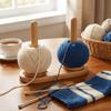 Abnehmbare Basis Garnaufbewahrungsregal Vertikaler drehbarer Holzgarnhalter Strickorganizer