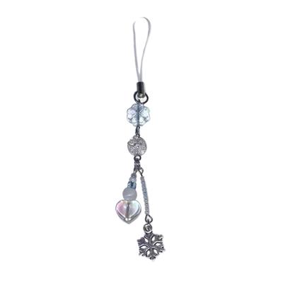 Perlenkamera-Charm Blickfangender Anhänger Modisch Schneeflockenflügel Handy-Charm Eleganter Perlen-Schlüsselanhänger Zubehör