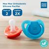 Mee Mee Baby Pacifier Ultra Light Soft Silicone Nipple| BPA Free | Oral Stimulatory | Teether | Pack of 2 | 0-6 Months + Kids (Blue/Red)
