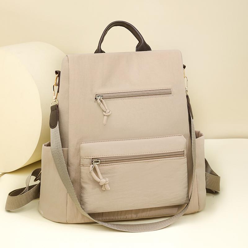Сумка-рюкзак против кражи Женский рюкзак большой вместимости для улицы бежевый