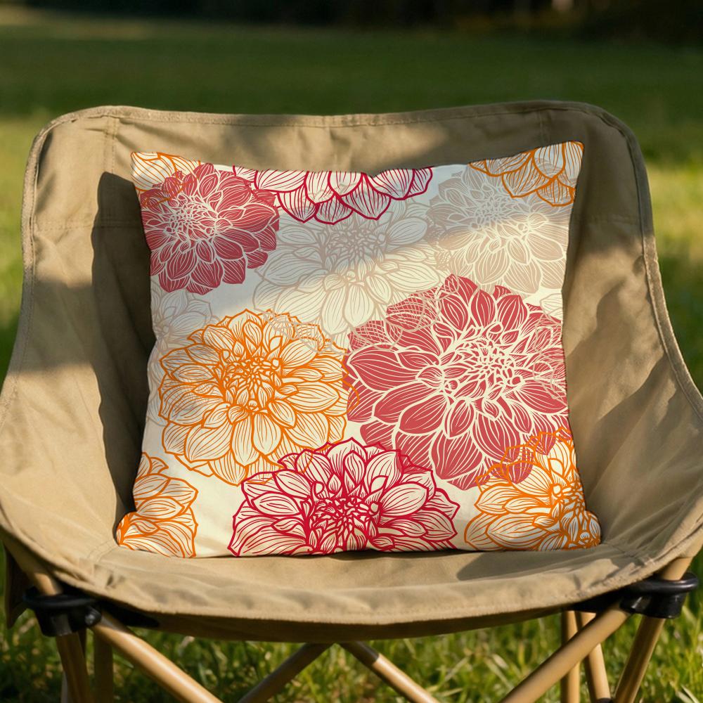 Dahlia Flower Pattern Cushion Cover Soft Reversible Durable Pillow Cover MultiScene Use for Home Car Daily Comfort