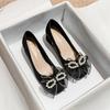 New Autumn Shallow Mouth Daily Wear with Skirt Fairy Style Thick Heel Large Size Single Shoes Engagement Shoes Bridesmaid Shoes