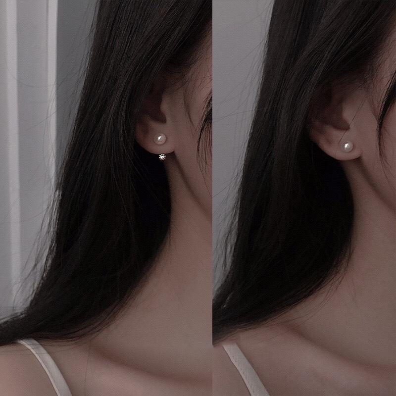 Orecchini Pendenti con Perla e Ago in Argento S925 Intarsiati con Zircone - Stile Coreano Chic per Donne alla Moda
