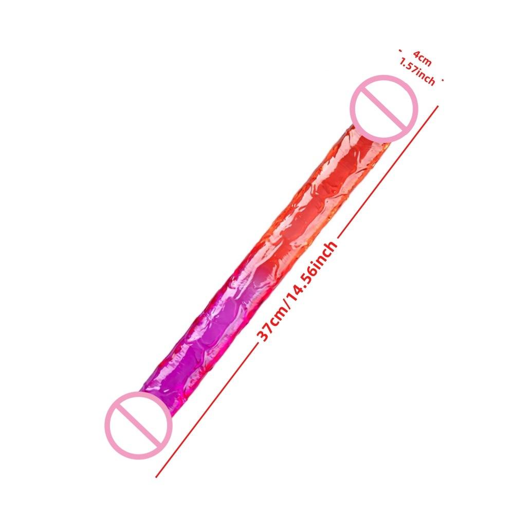 Double-Headed Lala Dildos Sex Toy Female Comrade Double-Headed Dragon Two-Color Jelly Color Dildo Butt Plug