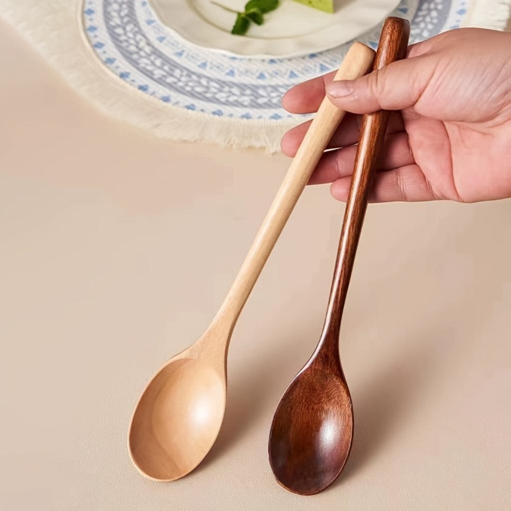 Wooden Spoon Tableware Kitchen Cooking Utensil Tools Soup Teaspoon Catering Cooking Utensil Tool Coffee Soup Teaspoon 23.5cm
