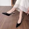 French Stylish Sexy Cat Heel Sandals With Patent Synthetic Leather For Summer Casual Wear