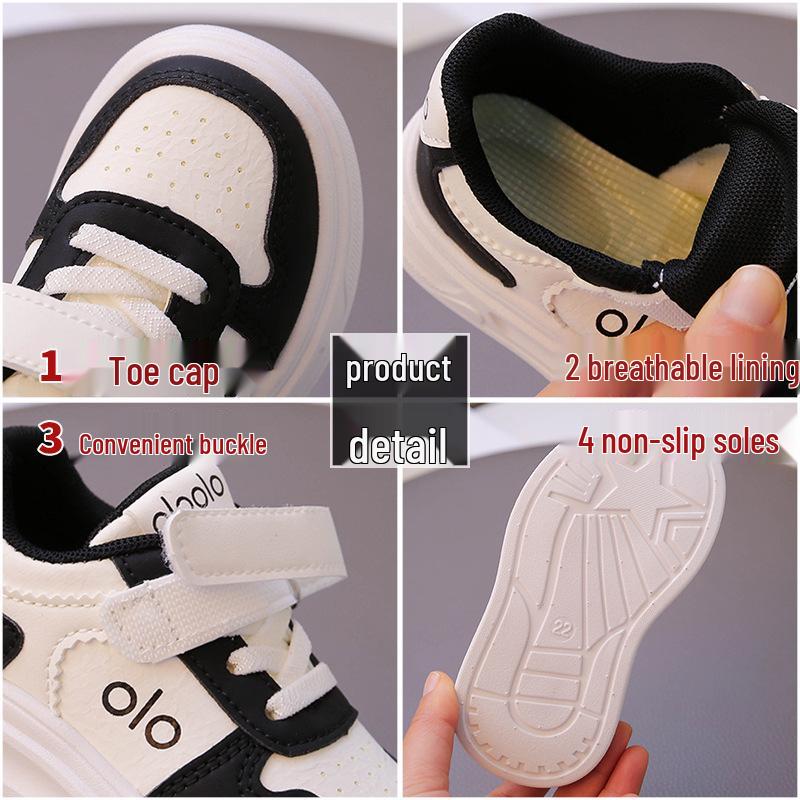 Kids' Lightweight Non-Slip White Sneakers – Comfortable, Thick Sole for Boys & Girls