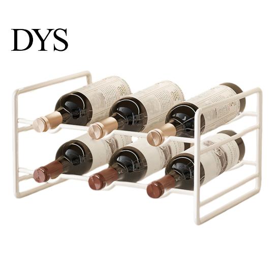 Modern Wine Storage Iron Rack, Curved Grooves, Countertop Cabinet Shelf, Compact Small Display Metal Bottle Holder, for Kitchen Cupboard And