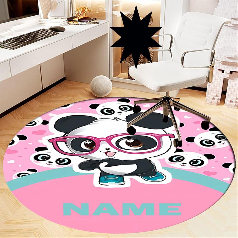 Custom Name Luluca Panda Printed Round Rug Carpet Chair Rug Area Rug Entryway Doormats,for Office Chair Living Room Bedroom Kitchen Room.