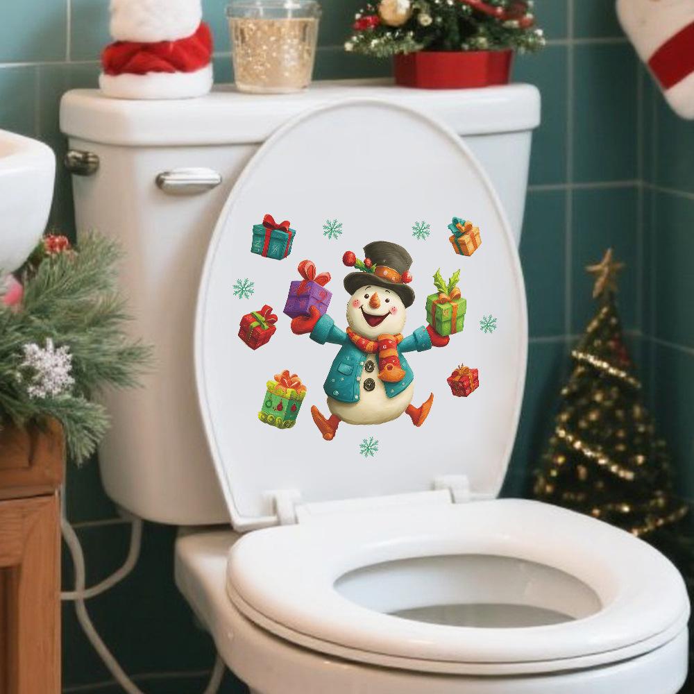 A Funny Snowman Bathroom Toilet Decoration Sticker for Giving Christmas Gifts