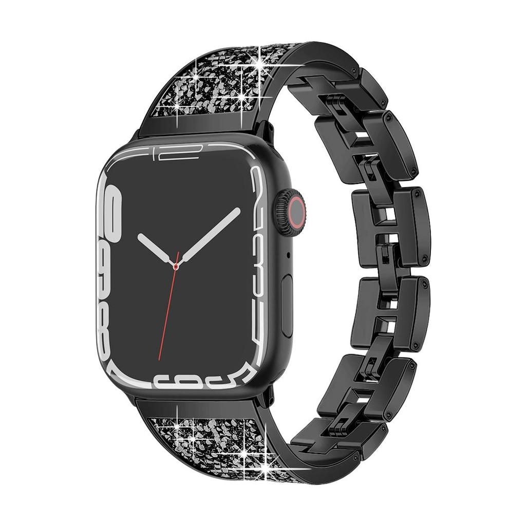 Apple Watch Serisi için lüks Elmas Bilezik Band Ultra9/8/7/6/5/4/3/2/se Paslanmaz Çelik saat kayışı Iwatch için 41mm 45mm 38 42mm Kayış