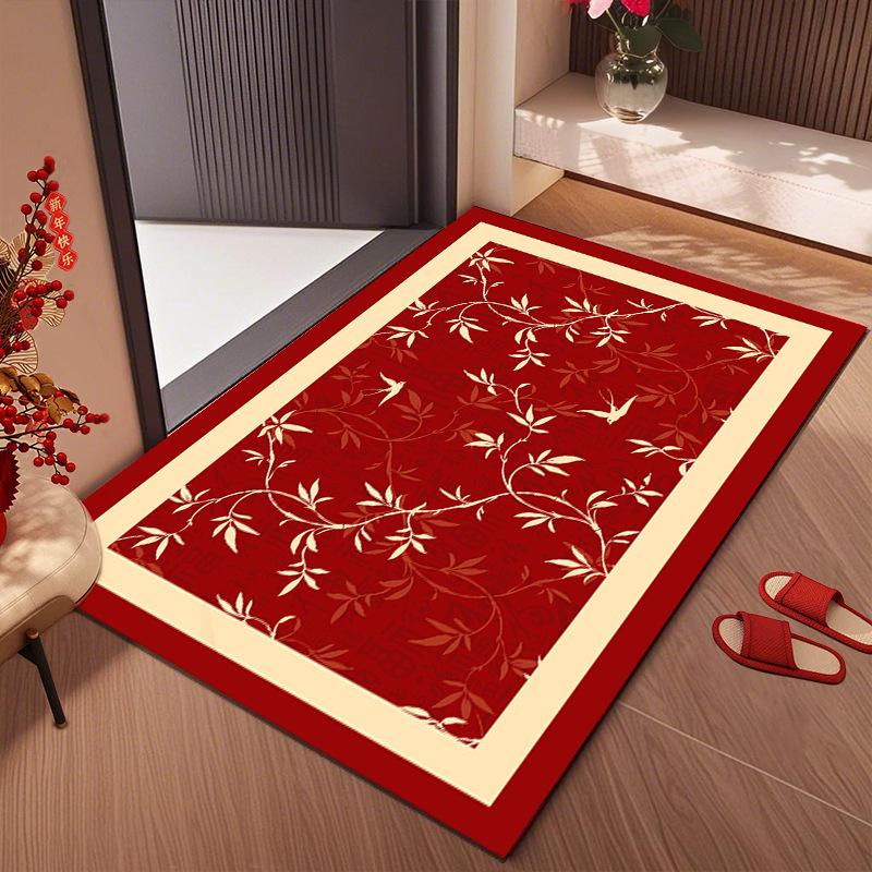 New Year Red Festive Diatomaceous Earth Bathroom Mat - Dirt & Wear-Resistant Entrance Mat