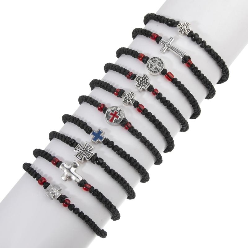 Handwoven Adjustable Crucifix Braided Rope Bracelet Ensures Perfectly Fit and Comfort for Daily Religious Activities