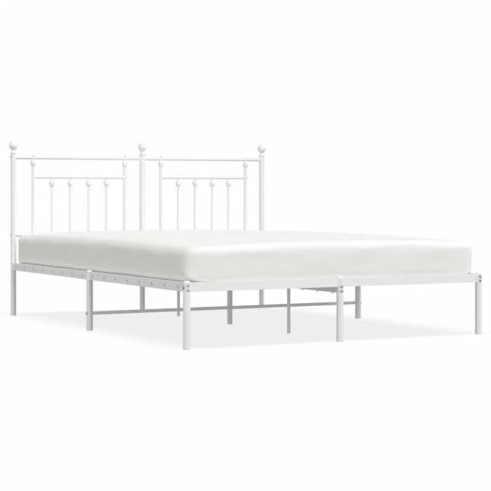 VidaXL Cadre de lit métal avec tête de lit blanc 160x200 cm 353589