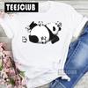 Cute Panda Black & White Personalized T-shirt Short-Sleeved round Neck Top for Men And Women Cartoon Bear Design Summer polyeste