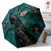 Stained Glass Peacock Art Portable Automatic Umbrella Compact & Durable 8-Rib Design Lightweight Travel Essential Fashionable Stylish Gift for Women