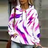 Women Plus Size Long Sleeve Drawstring Hoodie Green Yellow Orange Abstract Printed Kangaroo Pocket Pullover