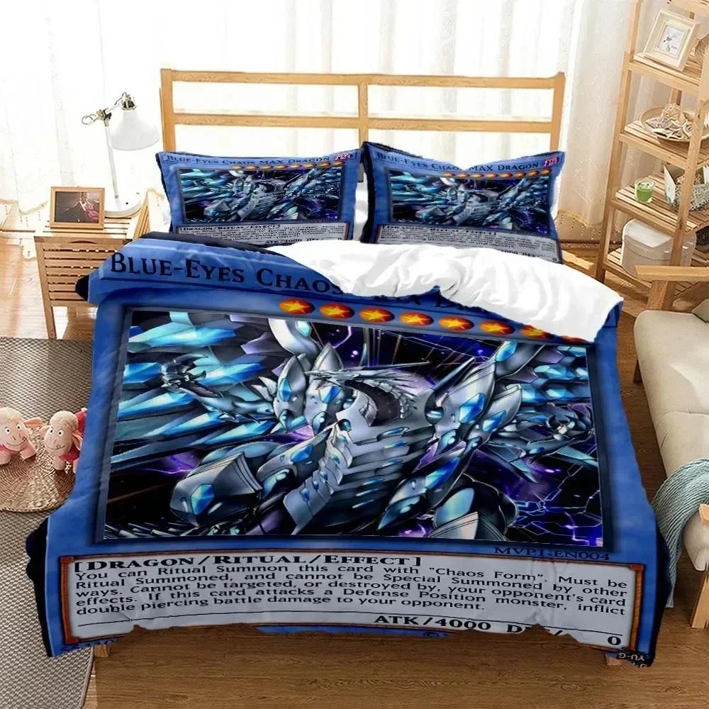 Anime Yu-Gi-Oh Game Card Bedding Set Duvet Cover Sheet Printed Bed Set Pillowcase Bed Full Queen King Size Comforter Bedroom