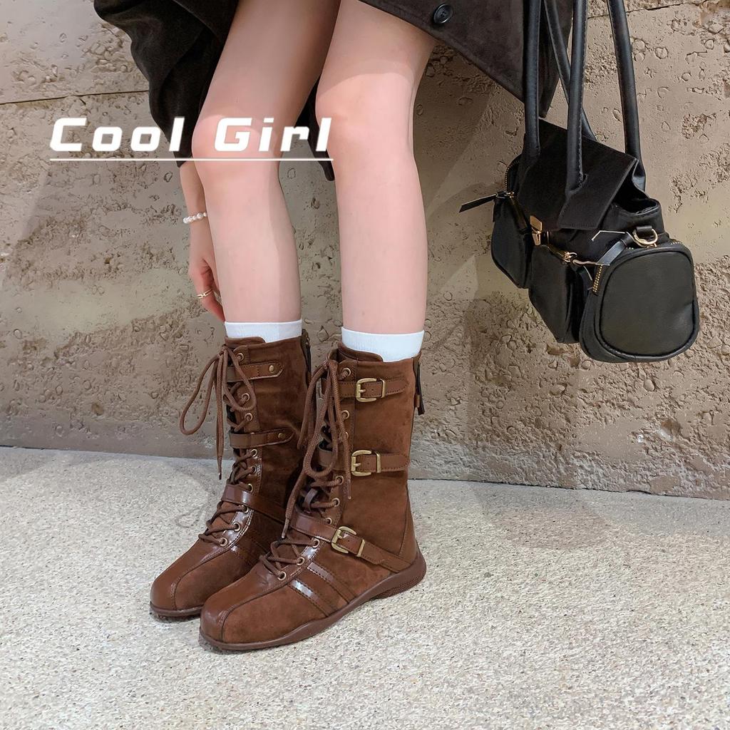 Oryginalne Skórzane Retro Damskie Buty Bokserskie - Styl Wu Xuanyi, Jesień 2025, Brytyjski Design Martin, Gruba Podeszwa Niemieckie Obuwie Treningowe