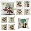 Nature Inspired Pillowcase With Flowers And Green Leaves For Home Decor And Couch Cushion