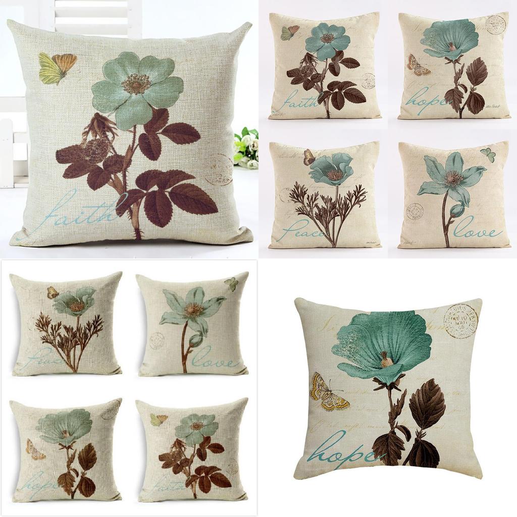 Nature Inspired Pillowcase With Flowers And Green Leaves For Home Decor And Couch Cushion