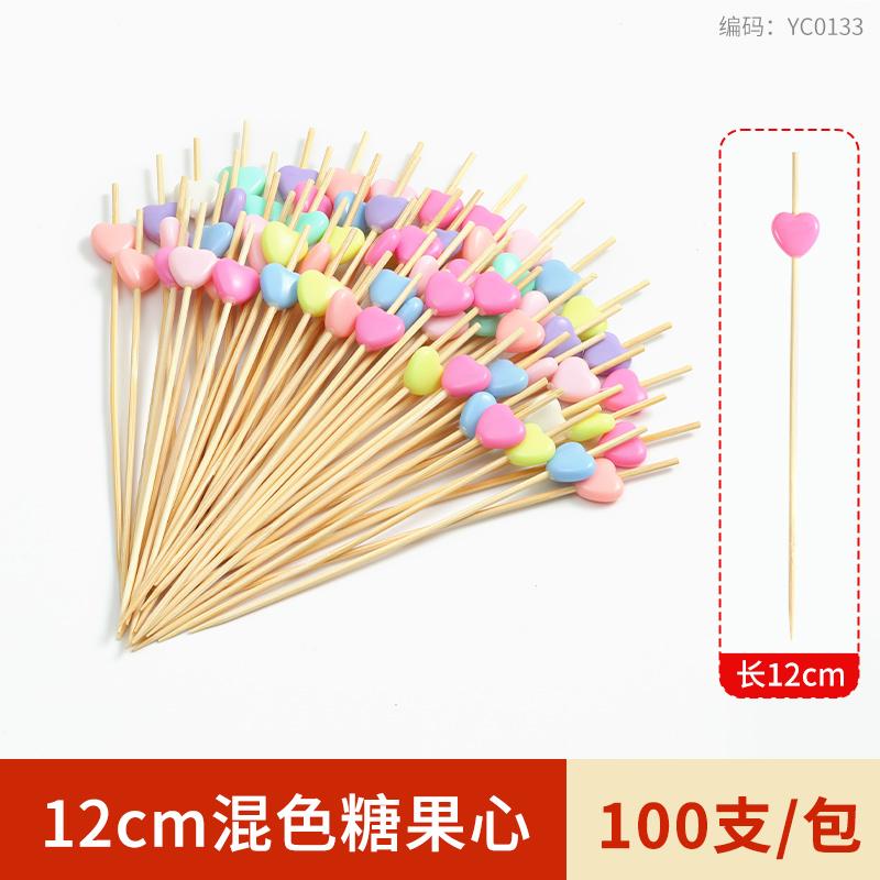 100pcs Creative Disposable Fruit Stick Art Bamboo Stick Fruit Skewer Cocktail Burger Garnish Stick Drink Stirring Stick