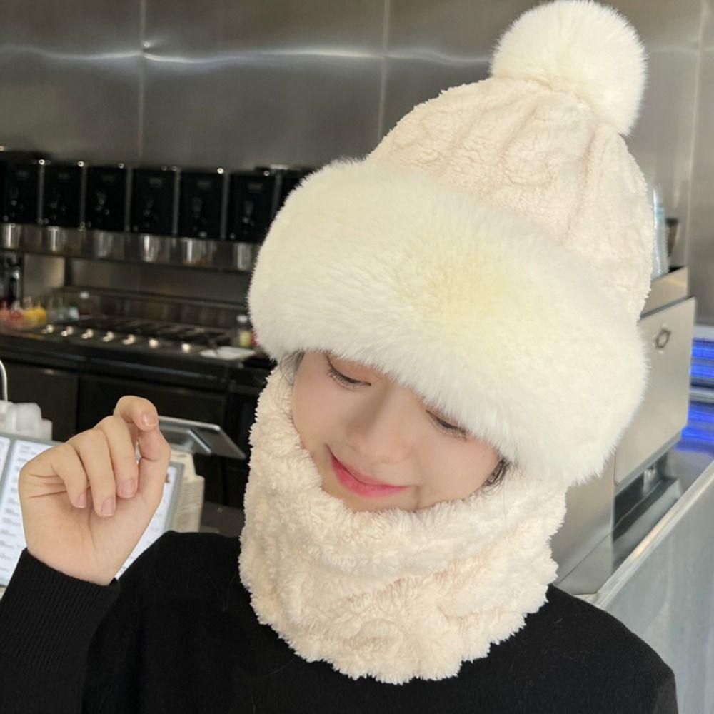 Neck Warmer Crochet Hat Scarf Set Ear Protection Pullover Cap Women Knitted Beanie All-match