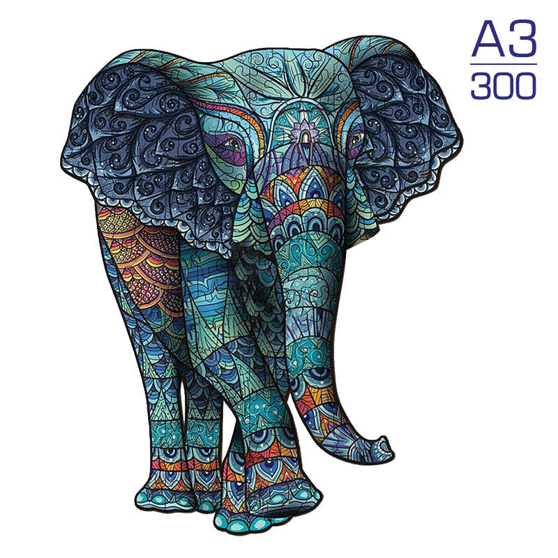Non-Toxic Animal Wooden Puzzle For Adults Children A3 A4 A5 3D Wood Diy Crafts Shaped Christmas Gift Wooden Jigsaw Puzzle Gifts New