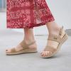 Summer Shoes Women Bohemian Sandals Holiday Shoes Non-slip Ladies Flat Sandals Soft Big Size 42 Blue Beige