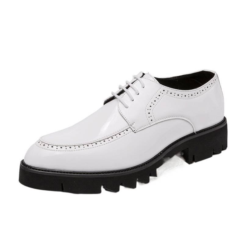 Men's Korean/British Style Leather Shoes: Height-Boosting, Thick Sole for Wedding & Business Casual