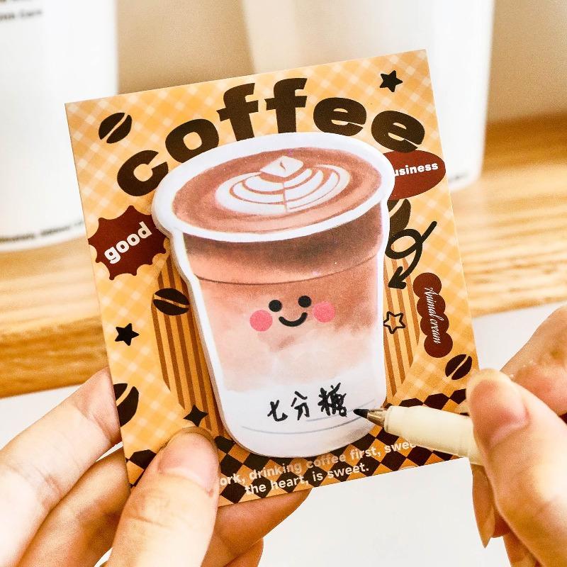 24Pcs Office School Supplies Cute Milk Tea Coffee Cute Heart Pocket Decoration Note Student Can Tear Off Message Notes