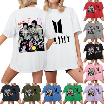 Women's Casual Printed T-Shirt Round Neck Pullover Short Sleeve Top