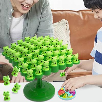 Frosch-Balance-Baumspiel mit 50 Schach-Strafplatten, stabiler Basis, Spaß, interaktives Eltern-Kind-Lernbrettspiel, Konzentrationsbalance