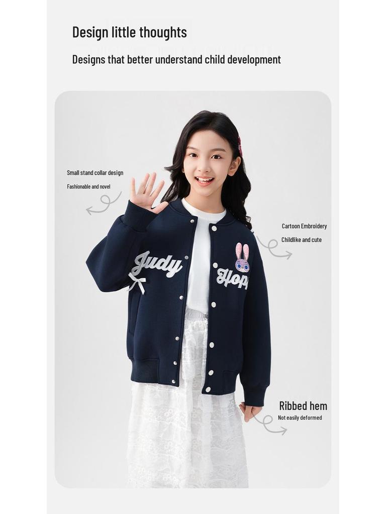 Officer Judy Hopps Baseballjacke für Mädchen - Cartoon-Schleife Herbst-Oberbekleidung