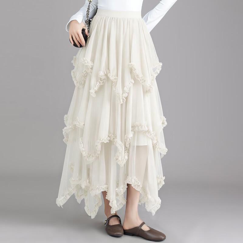 Irregular Mesh A-line Midi Skirt