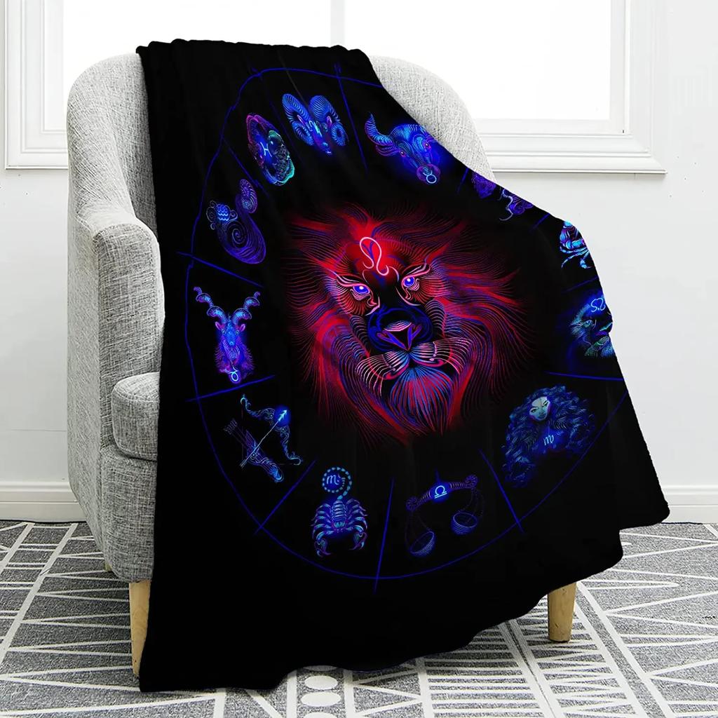 Twelve Constellation Flannel Throw Blanket Gifts for Women Kids Girls Decor for Home Bedroom Living Room Soft Cozy Lightweight