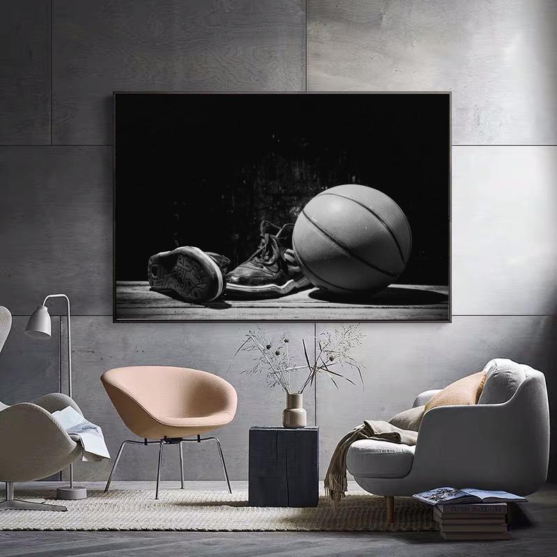 Modern Basketball Player Sneakers Poster Black White Decorative Paintings Canvas Wall Art Photos Pictures Living Room Home Decor