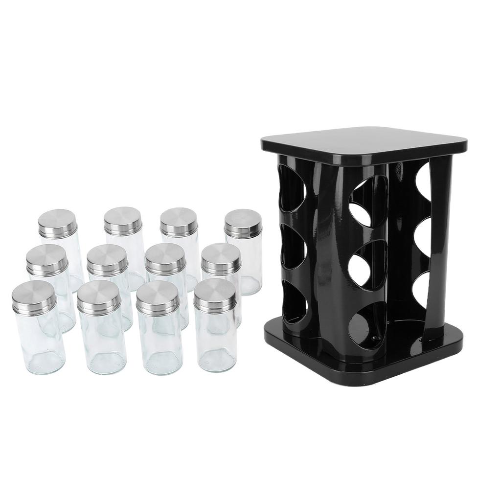 Revolving Spice Rack Stainless Steel Rotating Seasoning Spice Jar Rack for CountertopBlack
