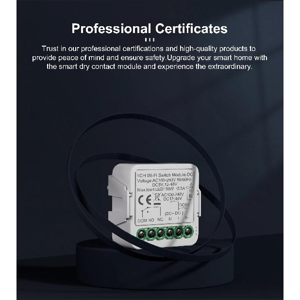 GIRIER Tuya Smart Dry Contact Switch Module WiFi DIY Breaker Relay Supports DC5V/12-48V AC100-240V Input/Output Works with Alexa