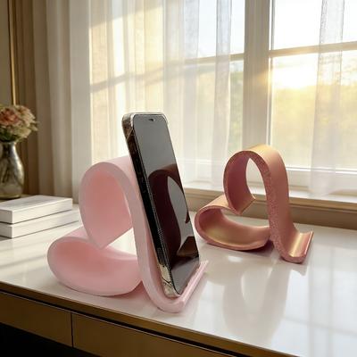 1pc 3D‑Printed Heart‑Shaped Phone & Tablet Stand, Creative Desktop Holder Gift
