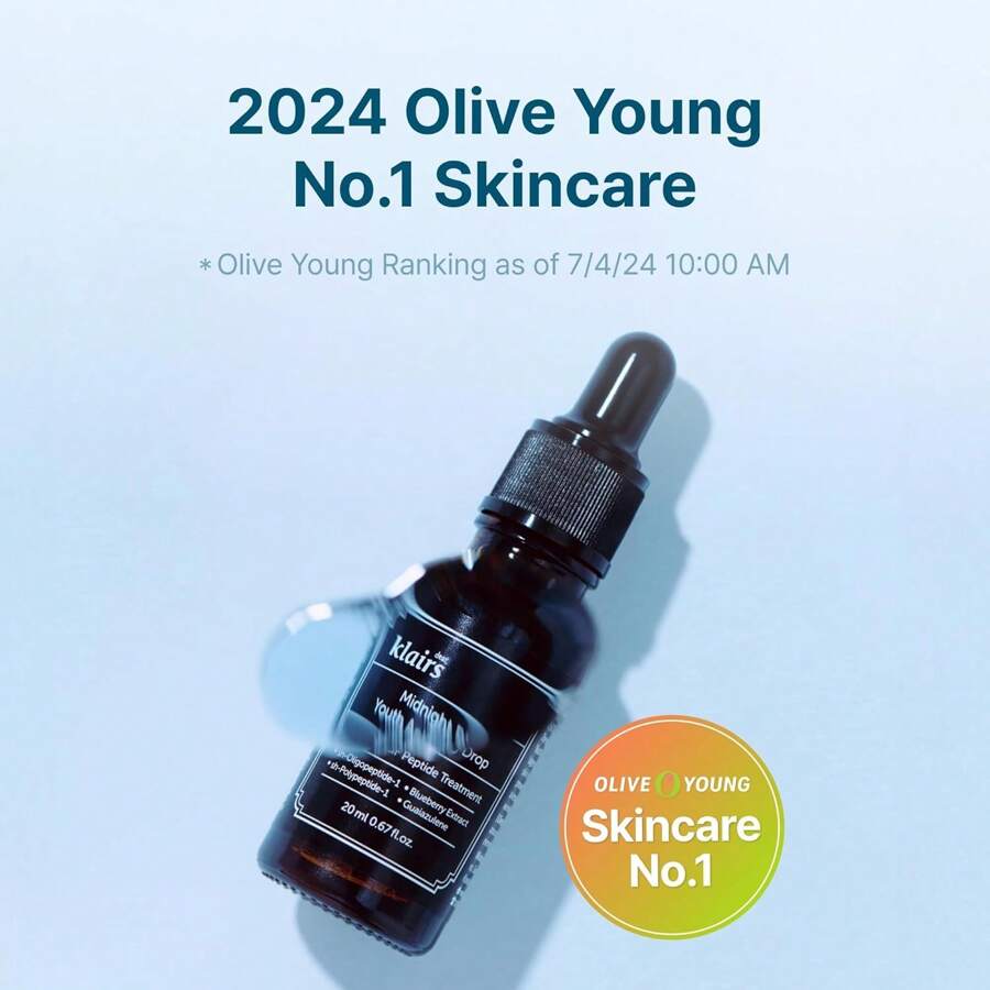 Dear, Klairs Midnight Blue Youth Activating Drop 20ml | Breakout Care & Sebum Control, Dual EGF, Peptides, Guaiazulene, Adenosine