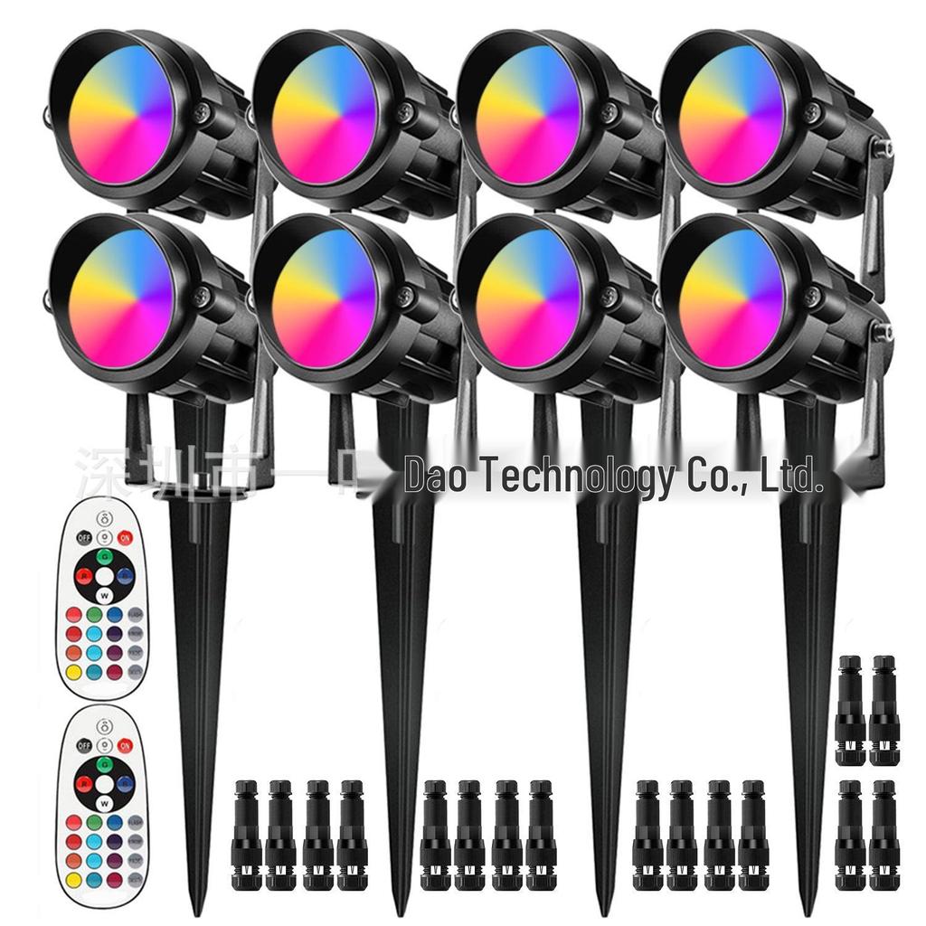RGBW 12V Landscape Light: Colorful Plug-in Strip with Remote Control, Spotlight, and Courtyard Projector for Lawn Lighting.